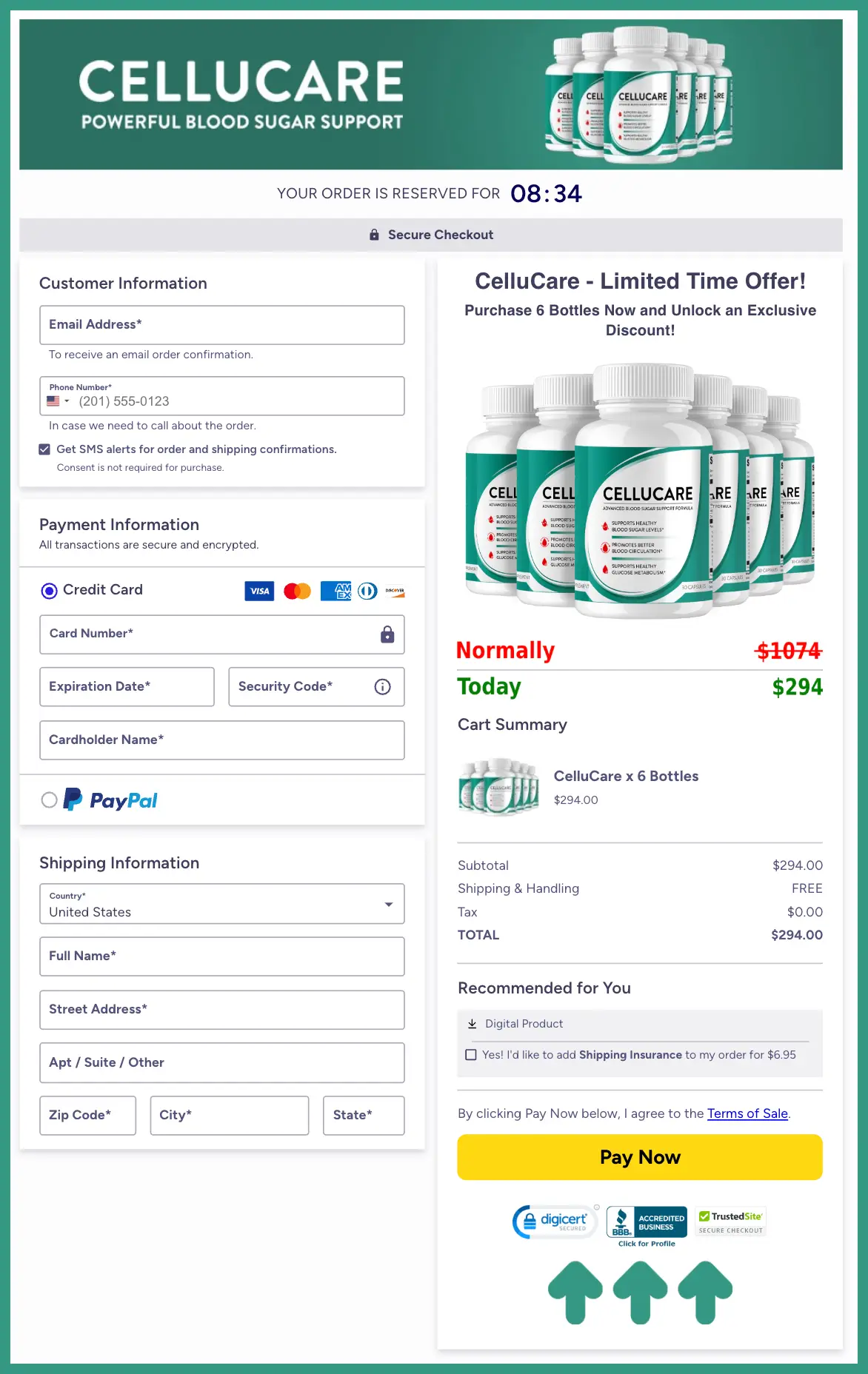 CELLUCARE Order Page